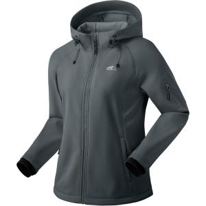imageG Gradual Womens Fleece Lined Softshell Jacket Windproof Warm Light Waterproof Hooded Jacket for Women WinterFallSpringDeep Grey