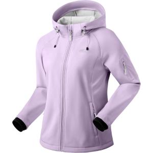 imageG Gradual Womens Fleece Lined Softshell Jacket Windproof Warm Light Waterproof Hooded Jacket for Women WinterFallSpringLight Purple