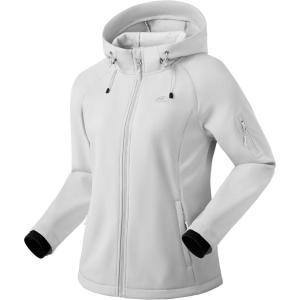 imageG Gradual Womens Fleece Lined Softshell Jacket Windproof Warm Light Waterproof Hooded Jacket for Women WinterFallSpringPale