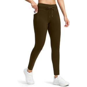 imageG Gradual Womens Fleece Lined Winter Leggings High Waisted Water Resistant Thermal Hiking Ski Pants for Women with PocketsBrown