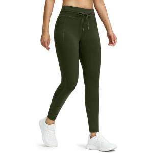 imageG Gradual Womens Fleece Lined Winter Leggings High Waisted Water Resistant Thermal Hiking Ski Pants for Women with PocketsOlive