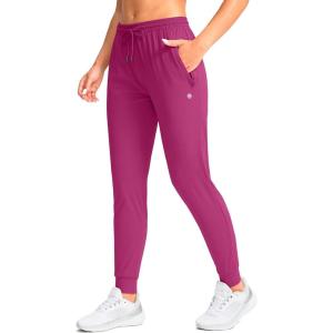 imageG Gradual Womens Joggers Pants with Zipper Pockets Tapered Running Sweatpants for Women Lounge JoggingRosy