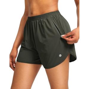 imageG Gradual Womens Running Shorts with Zipper Pockets Quick Dry Athletic Workout Gym 3quot Shorts for Women with Comfy LinerArmy Green