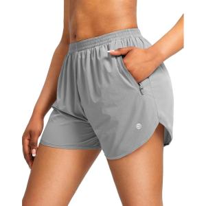 imageG Gradual Womens Running Shorts with Zipper Pockets Quick Dry Athletic Workout Gym 3quot Shorts for Women with Comfy LinerBright Grey