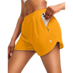 imageG Gradual Womens Running Shorts with Zipper Pockets Quick Dry Athletic Workout Gym 3quot Shorts for Women with Comfy LinerFlame Orange
