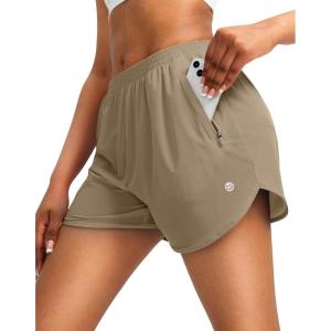 imageG Gradual Womens Running Shorts with Zipper Pockets Quick Dry Athletic Workout Gym 3quot Shorts for Women with Comfy LinerKhaki
