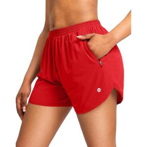imageG Gradual Womens Running Shorts with Zipper Pockets Quick Dry Athletic Workout Gym 3quot Shorts for Women with Comfy LinerRed