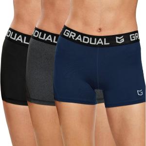 imageG Gradual Womens Spandex Compression Volleyball Shorts 3quot 7quot Workout Pro Shorts for Women3 Pack BlackNavy BlueCharcoal