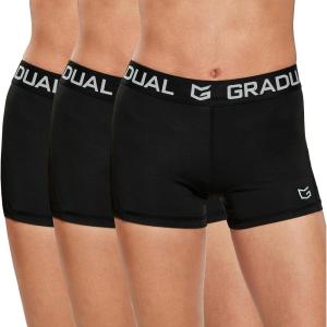 imageG Gradual Womens Spandex Compression Volleyball Shorts 3quot 7quot Workout Pro Shorts for Women3 PackblackBlackBlack