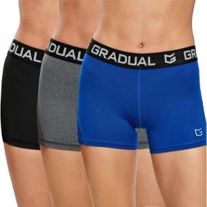 imageG Gradual Womens Spandex Compression Volleyball Shorts 3quot 7quot Workout Pro Shorts for Women3 PackblackBlueGray