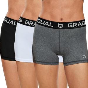 imageG Gradual Womens Spandex Compression Volleyball Shorts 3quot 7quot Workout Pro Shorts for Women3 PackblackWhiteGray