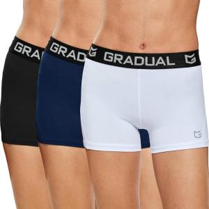 imageG Gradual Womens Spandex Compression Volleyball Shorts 3quot 7quot Workout Pro Shorts for Women3 PackblackWhiteNavy Blue