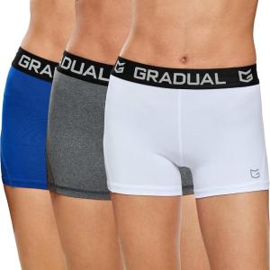 imageG Gradual Womens Spandex Compression Volleyball Shorts 3quot 7quot Workout Pro Shorts for Women3 PackwhiteBlueGray