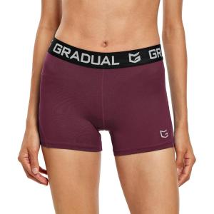 imageG Gradual Womens Spandex Compression Volleyball Shorts 3quot 7quot Workout Pro Shorts for WomenWine Red