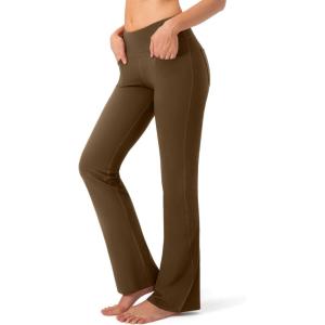 imageG Gradual Womens Yoga Pants with Pockets Flare Leggings High Waist Yoga Dress Pants Bootcut Casual WorkCoffee