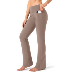 imageG Gradual Womens Yoga Pants with Pockets Flare Leggings High Waist Yoga Dress Pants Bootcut Casual WorkDark Khaki