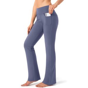 imageG Gradual Womens Yoga Pants with Pockets Flare Leggings High Waist Yoga Dress Pants Bootcut Casual WorkDusty Blue