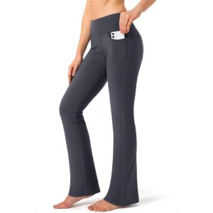 imageG Gradual Womens Yoga Pants with Pockets Flare Leggings High Waist Yoga Dress Pants Bootcut Casual WorkGrey
