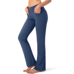 imageG Gradual Womens Yoga Pants with Pockets Flare Leggings High Waist Yoga Dress Pants Bootcut Casual WorkIndigo Blue