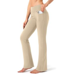 imageG Gradual Womens Yoga Pants with Pockets Flare Leggings High Waist Yoga Dress Pants Bootcut Casual WorkKhaka01