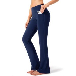 imageG Gradual Womens Yoga Pants with Pockets Flare Leggings High Waist Yoga Dress Pants Bootcut Casual WorkNavy