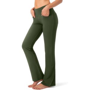 imageG Gradual Womens Yoga Pants with Pockets Flare Leggings High Waist Yoga Dress Pants Bootcut Casual WorkOlive