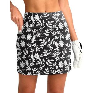 imageWomens Golf Skirts Skort 4 Side Pockets High Waisted Stretchy Tennis Skirt with Short Athletic CasualBlack Flower