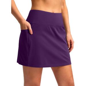 imageWomens Golf Skirts Skort 4 Side Pockets High Waisted Stretchy Tennis Skirt with Short Athletic CasualDeep Purple