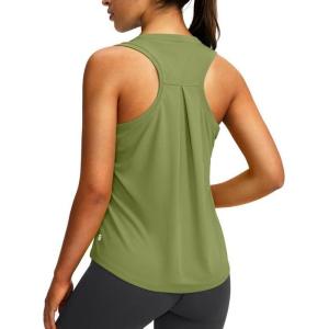 imageWomens Workout Tops Racerback Athletic Tank Tops Sleeveless Loose Fit Yoga Running Gym Shirts for WomenArmy Green