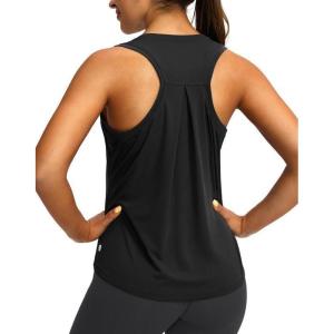 imageWomens Workout Tops Racerback Athletic Tank Tops Sleeveless Loose Fit Yoga Running Gym Shirts for WomenBlack