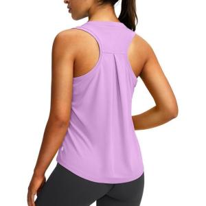 imageWomens Workout Tops Racerback Athletic Tank Tops Sleeveless Loose Fit Yoga Running Gym Shirts for WomenLight Purple