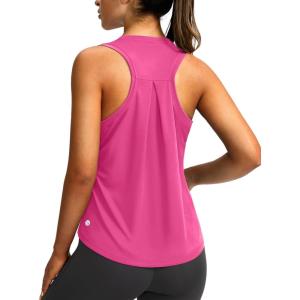 imageWomens Workout Tops Racerback Athletic Tank Tops Sleeveless Loose Fit Yoga Running Gym Shirts for WomenMagenta