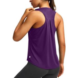 imageWomens Workout Tops Racerback Athletic Tank Tops Sleeveless Loose Fit Yoga Running Gym Shirts for WomenPurple
