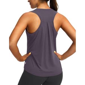 imageWomens Workout Tops Racerback Athletic Tank Tops Sleeveless Loose Fit Yoga Running Gym Shirts for WomenPurple Grey