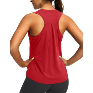 imageWomens Workout Tops Racerback Athletic Tank Tops Sleeveless Loose Fit Yoga Running Gym Shirts for WomenRed