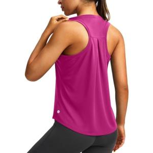 imageWomens Workout Tops Racerback Athletic Tank Tops Sleeveless Loose Fit Yoga Running Gym Shirts for WomenRose Red