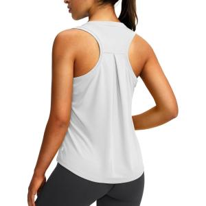 imageWomens Workout Tops Racerback Athletic Tank Tops Sleeveless Loose Fit Yoga Running Gym Shirts for WomenSilver Mist