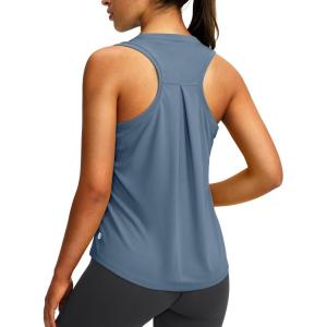 imageWomens Workout Tops Racerback Athletic Tank Tops Sleeveless Loose Fit Yoga Running Gym Shirts for WomenSlate Blue