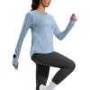 imageG Gradual Long Sleeve Workout Tops for Women Quick Dry Lightweight Running Athletic Shirts with Zip Pocket Moisture WickingDusty Blue