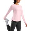 imageG Gradual Long Sleeve Workout Tops for Women Quick Dry Lightweight Running Athletic Shirts with Zip Pocket Moisture WickingHeather Light Red