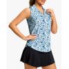 imageG Gradual Sleeveless Golf Shirts for Women Collared V Neck Tennis Tank Top Cooling Polo UPF 50 Quick Dry LightweightBlue Leaves