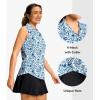 imageG Gradual Sleeveless Golf Shirts for Women Collared V Neck Tennis Tank Top Cooling Polo UPF 50 Quick Dry LightweightBlue Leaves