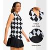 imageG Gradual Sleeveless Golf Shirts for Women Collared V Neck Tennis Tank Top Cooling Polo UPF 50 Quick Dry LightweightGrey Argyle