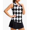 imageG Gradual Sleeveless Golf Shirts for Women Collared V Neck Tennis Tank Top Cooling Polo UPF 50 Quick Dry LightweightGrey Argyle