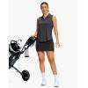 imageG Gradual Sleeveless Golf Shirts for Women Collared V Neck Tennis Tank Top Cooling Polo UPF 50 Quick Dry LightweightHeather Charcoal Grey