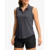 imageG Gradual Sleeveless Golf Shirts for Women Collared V Neck Tennis Tank Top Cooling Polo UPF 50 Quick Dry LightweightHeather Charcoal Grey