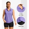 imageG Gradual Sleeveless Golf Shirts for Women Collared V Neck Tennis Tank Top Cooling Polo UPF 50 Quick Dry LightweightHeather Dark Purple