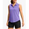 imageG Gradual Sleeveless Golf Shirts for Women Collared V Neck Tennis Tank Top Cooling Polo UPF 50 Quick Dry LightweightHeather Dark Purple