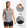 imageG Gradual Sleeveless Golf Shirts for Women Collared V Neck Tennis Tank Top Cooling Polo UPF 50 Quick Dry LightweightHeather Grey