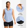 imageG Gradual Sleeveless Golf Shirts for Women Collared V Neck Tennis Tank Top Cooling Polo UPF 50 Quick Dry LightweightHeather Grey Blue